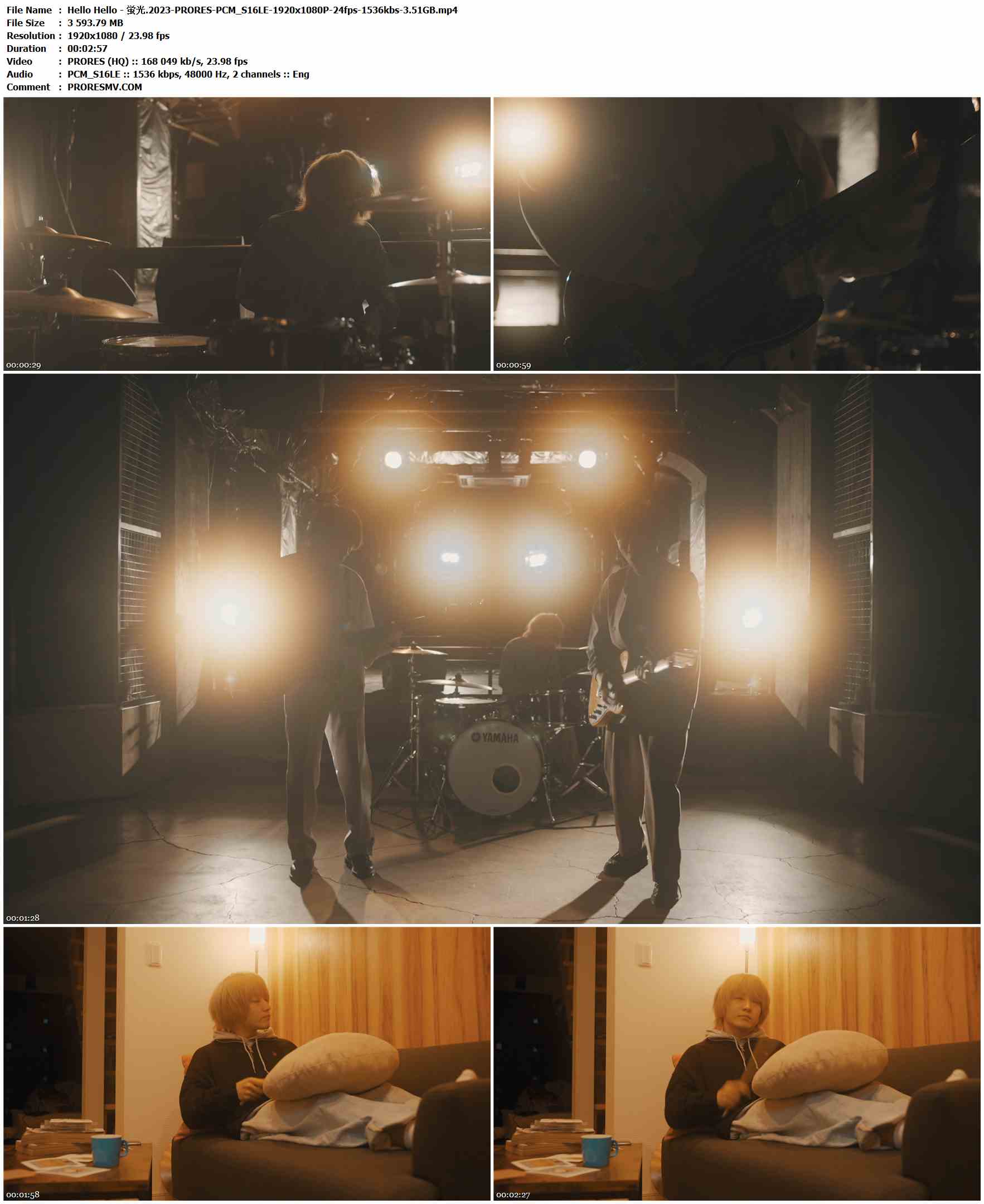 Hello Hello - 蛍光.2023-PRORES-PCM_S16LE-1920x1080P-24fps-1536kbs-3.51GB官方MV_高清MV